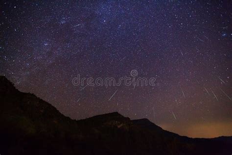 Geminid Meteor in the Night Sky Stock Image - Image of landscape ...