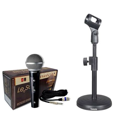 Kit Microfone Leson Sm Plus Preto Met Lico Suporte Mtg Le Son