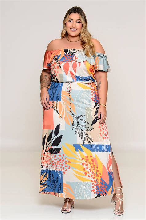 Vestido Plus Size Longo Ciganinha Vk Moda Plus Size