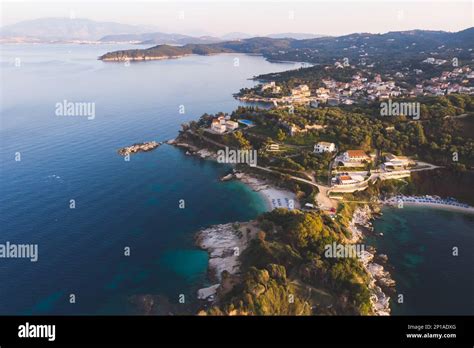 Vue A Rienne Par Drone De Kassiopi Village De La C Te Nord Est De L