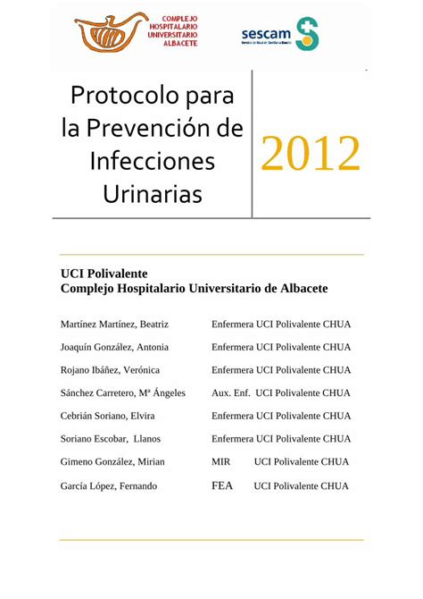 PDF Protocolo Para La Prevencin De Infecciones Urinarias 2012 04 02