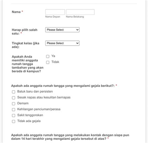 Kuesioner Skrining Awal Harian Covid Template Formulir Jotform Hot