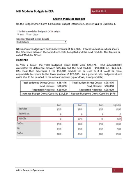 Fillable Online Researchadmin Asu G Phs Modular Budget Form