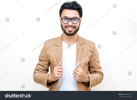 Asian Handsome Man Mustache Smiling Laughing Stock Photo 448853818