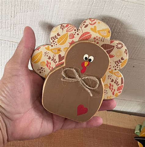 Wooden Turkey Wood Turkey Thanksgiving Wood Decor Fall Wood Etsy