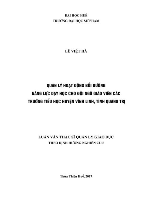 Luận văn Quản lý hoạt động bồi dưỡng năng lực dạy học cho đội ngũ giáo