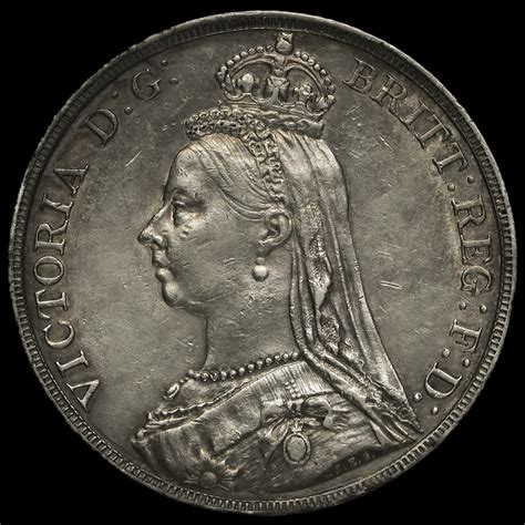 1890 Queen Victoria Jubilee Head Silver Crown GVF AEF