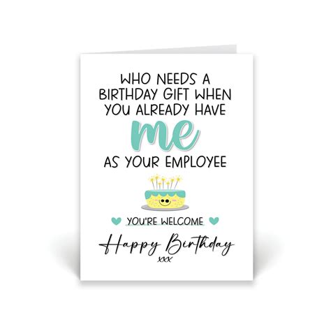 Boss Birthday Card Funny Boss Manager Birthday Card Who - Etsy