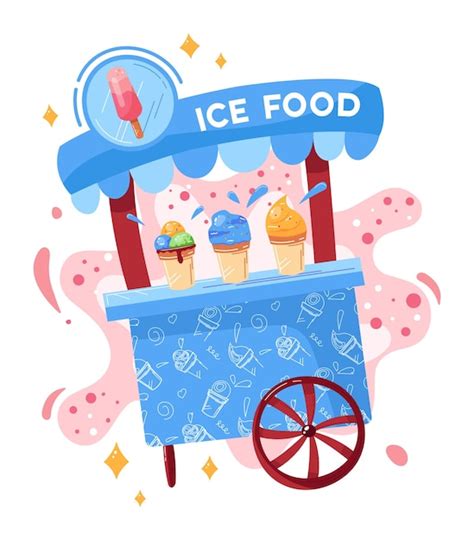 Ilustración Colorida Del Carrito De Helados Con Fondo Blanco Aislado
