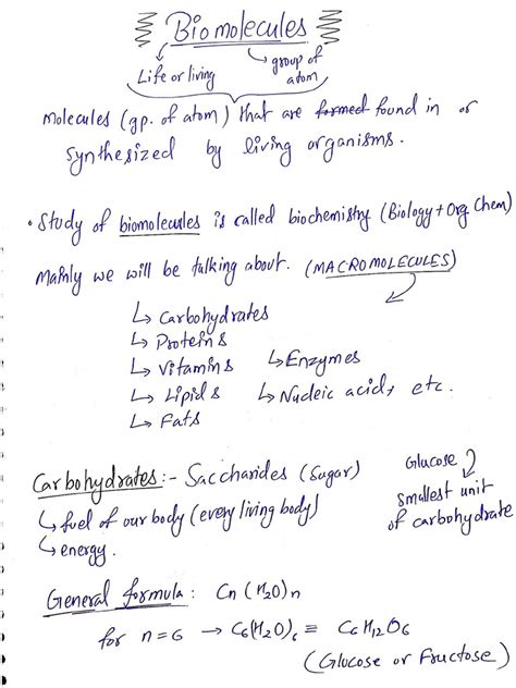 Biomolecules Class 12th Ncert Notes Pdf