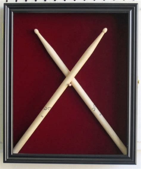 Drum Stick Display Case Shadow Box Wall Cabinet With Door To Prevent