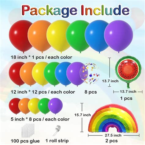 Janinus Kit De Arco De Globos De Arco Iris Juegos De Globos De Colores