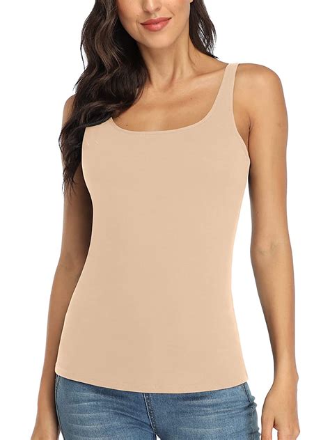 Charmo Women S Cotton Camisole Tank Top With Shelf Bra Adjustable Wide