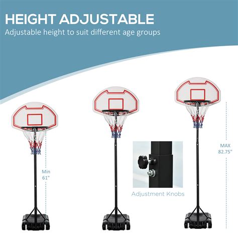 Soozier Portable Basketball Hoop System with 29in Backboard Wheels ...