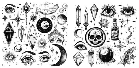 Premium Vector Doodle Esoteric Boho Mystical Hand Drawn Elements