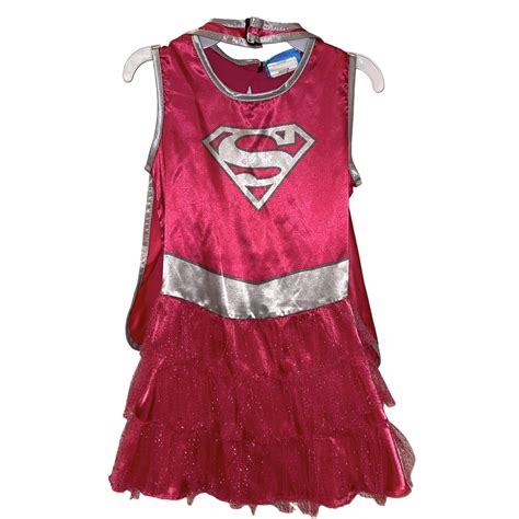 Rubies Costume Company Supergirl Superhero Halloween Costume Hot Pink Dress And Cape With Sparkly