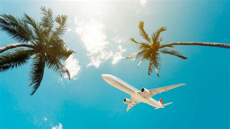 Airplane Flying On Tropical Summer Vacation Travel Off Path