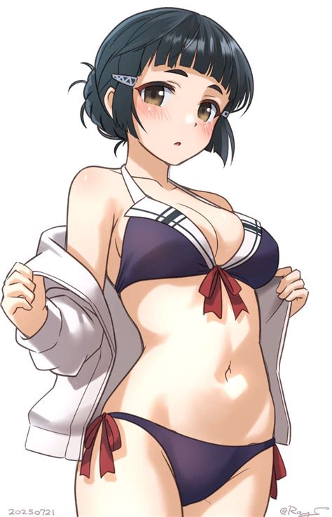 Ray S Myoukou Kancolle Kantai Collection Girl Adapted Costume Bikini Black Hair Braid