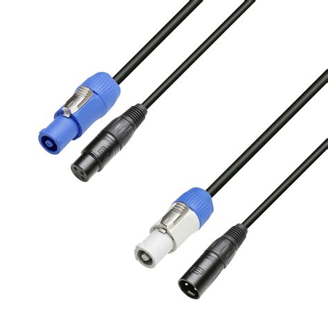 Câble mixte alim 3X1 5 et DMX Power bleu et XLR femelle vers Power gris