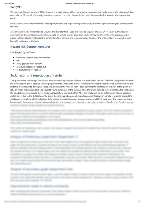 Solution Calculating The Young S Modulus Of Copper Wire Studypool