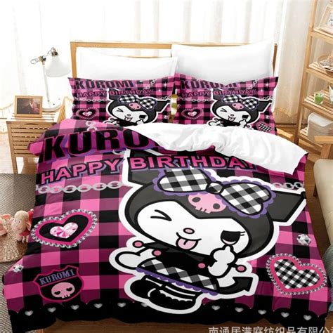 Cartoon Anime Sanrio Bedding Set Hello Kitty Kuromi Melody Quilt Duvet