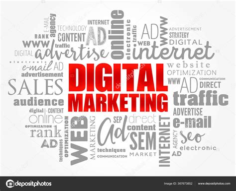 Digital Marketing Word Cloud Collage Business Concept Background Stock