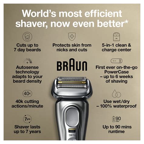 Braun Series 9 Pro 9477cc Rechargeable Wet Dry Mens Electric Shaver