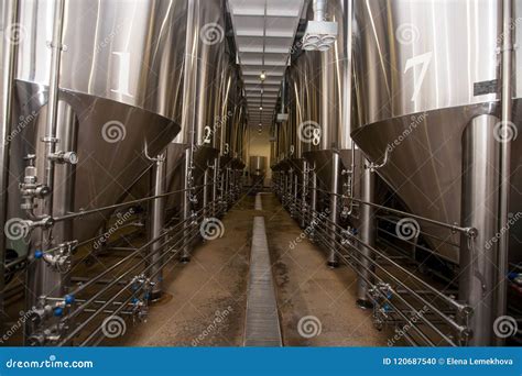 Huge Tanks Which Brewed Beer in the Brewery Editorial Image - Image of ...