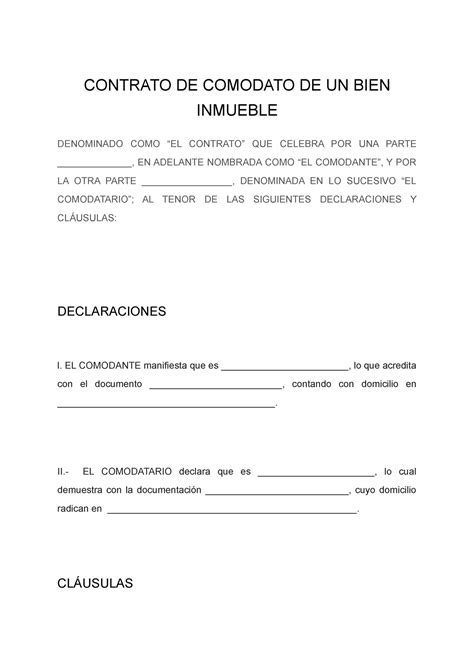 Introducir Imagen Modelo Contrato De Comodato De Bienes Inmuebles