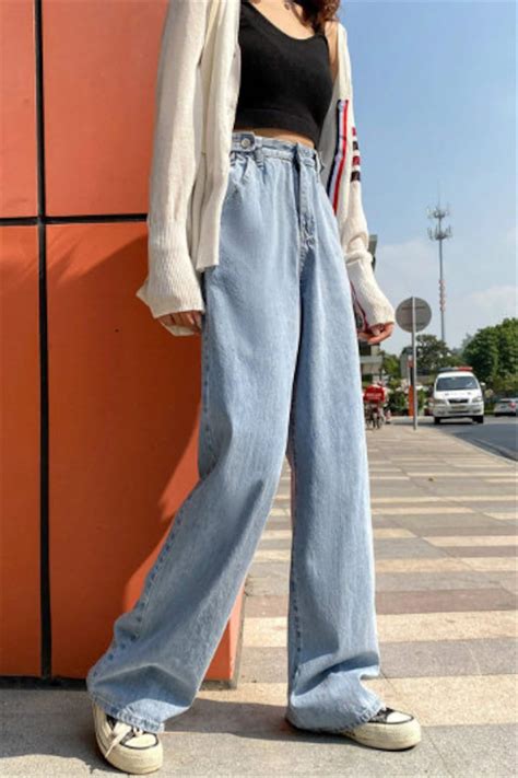 Baggy Jeans Y2k Pants High Waisted Denim Jeans Y2k Indie Etsy