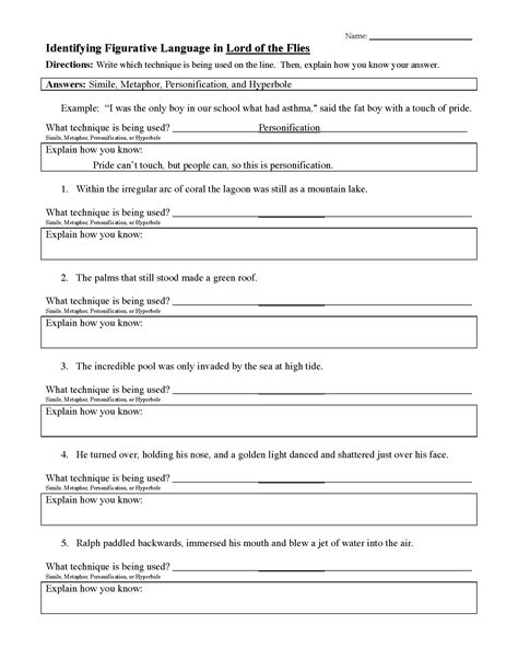 Free Figurative Language Worksheets