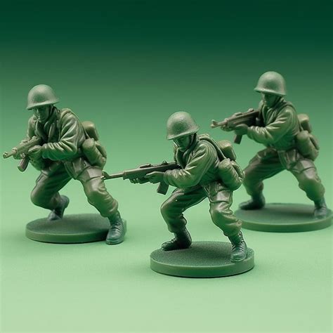 Premium AI Image | Macro View Green plastic toy soldiers in the middle ...