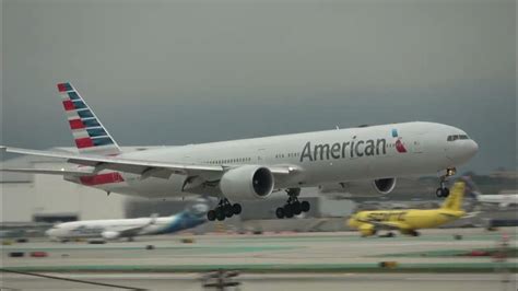 4k American Airlines Boeing 777 300er Smooth Landing At Lax Youtube