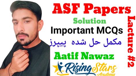 Asf Past Papers Solution For Written Test Important MCQs For Asi And