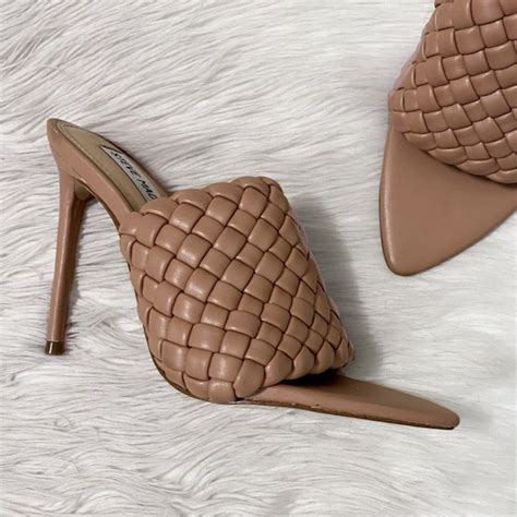 Steve Madden Shoes Steve Madden Beige Nude Tan Faux Leather Woven Strap Fateful Heeled