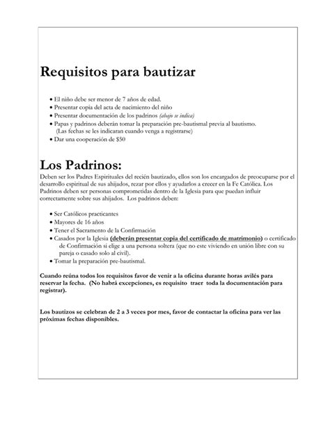 Qu Requisitos Se Necesitan Para Un Bautizo Bautismo Inc