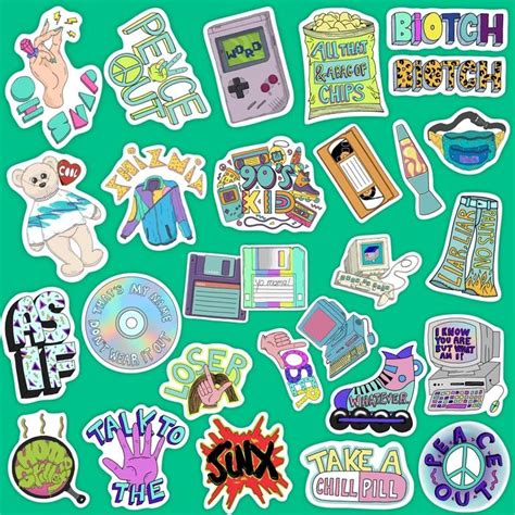 90s Sticker Mega Pack 90s Sticker Vinyl Sticker Print Stickers