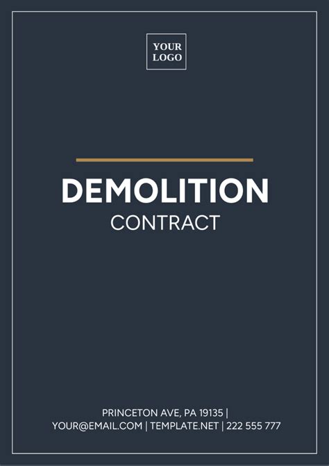 Free Demolition Contract Template To Edit Online