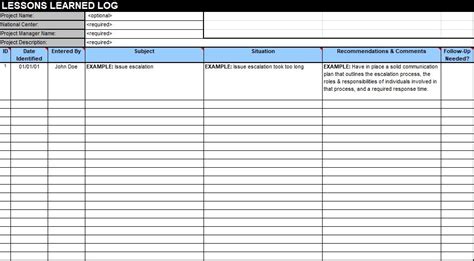 Printable Lessons Learned Template Excel Word Pdf Excel Tmp