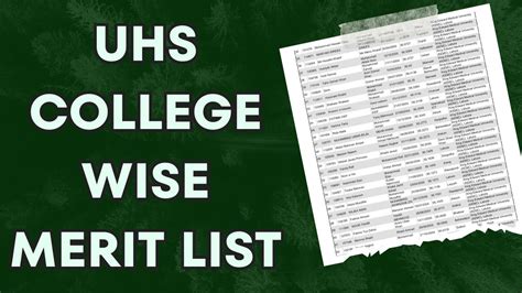 UHS First College Wise Merit List 2023 DrHamzaAshraf YouTube