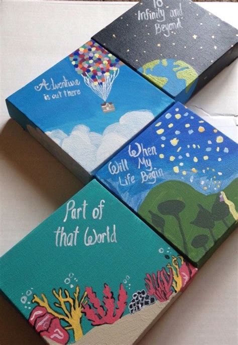 CLEARANCE Disney Dreams Painting Set Of 4 Disney Canvas Art Mini