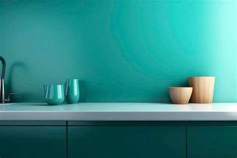 Premium Ai Image A Beautiful Teal Kitchen Wall With A White Kitchen