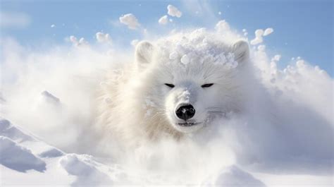 Premium AI Image | Playful Polar Bear Rolling in Powdery Snow