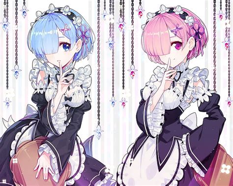 HD wallpaper: blue haired maid anime character, cleavage, Ram (Re:Zero), Rem (Re: Zero ...