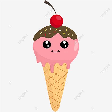 Ice Cream Cones Vector PNG Images, Cone Ice Cream With Cute Face And ...