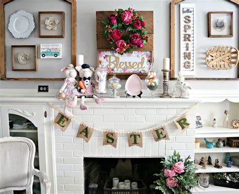 Simple Easter Mantel Decor - Clever Housewife