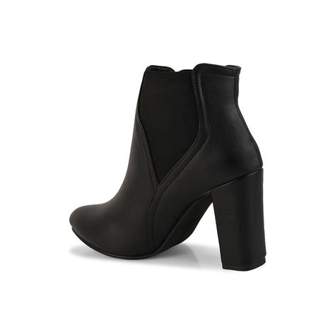 Buy Shuz Touch Black Ankle Length Block Heel Boots Online