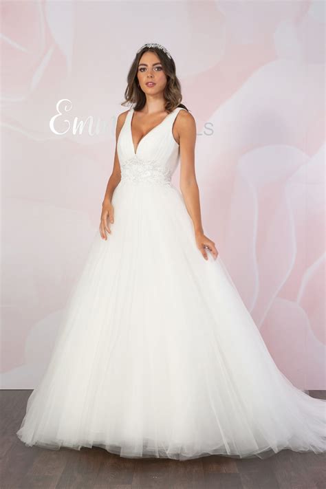 Beaded Glitter Sash And Tulle Ballgown Emma Bridals