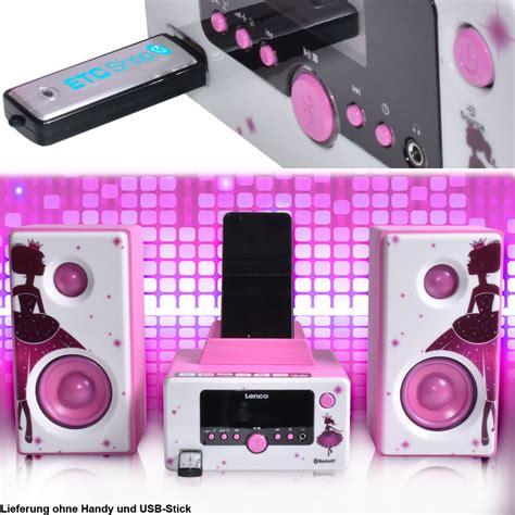 Stereo Anlage Prinzessinnen Mädchen Usb Mp3 Bluetooth Radio Wecker Uhr Aux Pink Ebay