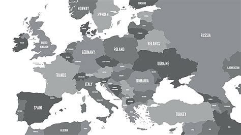 Simple Political Map Of Europe And Caucasus In Green And White Vector